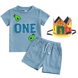 Avocado boy clothes First Birthday Outfit Clothes Shirt Shorts Set Mexican